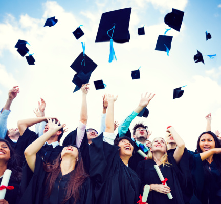students in graduation ceremony